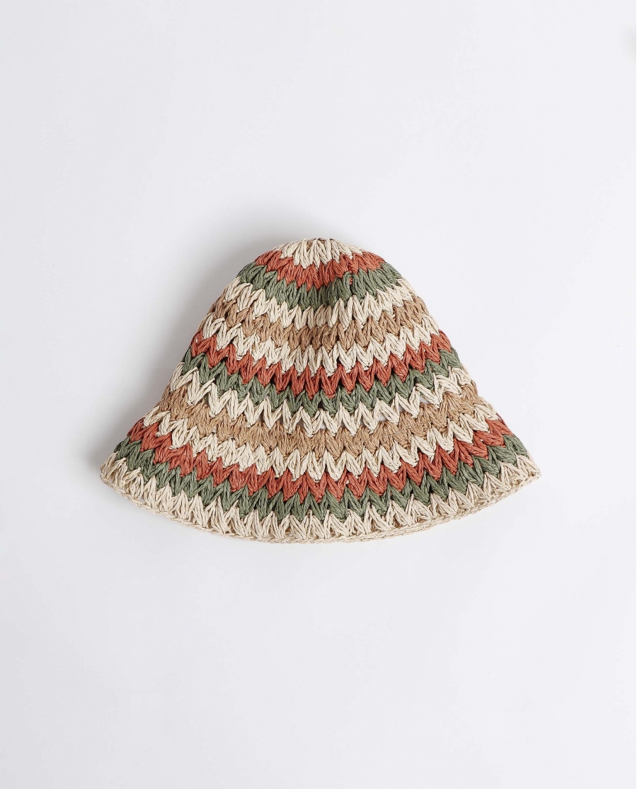 ADMAS Gorro Bucket Trenzado Zigzag para Mujer MULTICOLOR