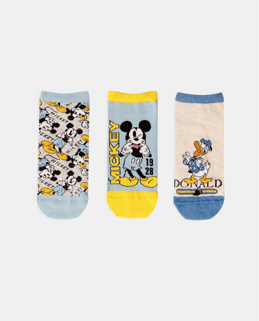 DISNEY Calcetín Tobillero Mickey Donald para Mujer, (Caja de 6 pares) SURTIDO