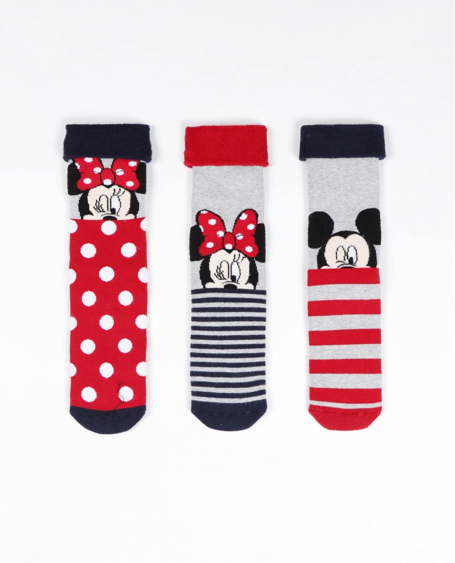 DISNEY Calcetín Antideslizante Mickey & Minnie para Mujer, (Caja de 12 pares) SURTIDO