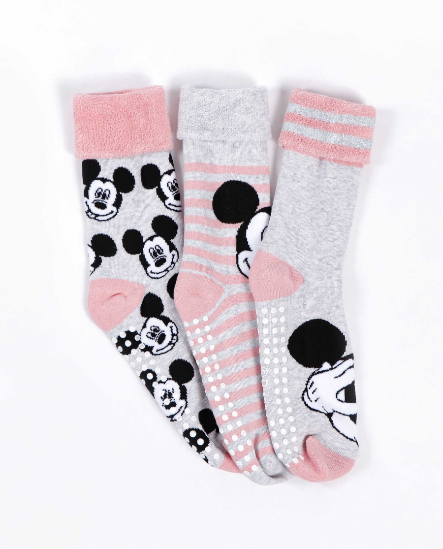 DISNEY Calcetín Antideslizante Mickey Pink para Mujer, (Caja de 12 pares) SURTIDO