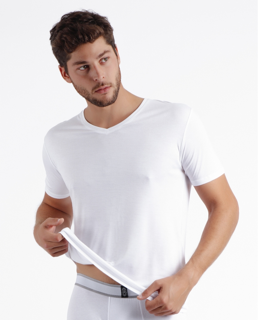 ADMAS Camiseta Manga Corta Soft Warm para Hombre BLANCO