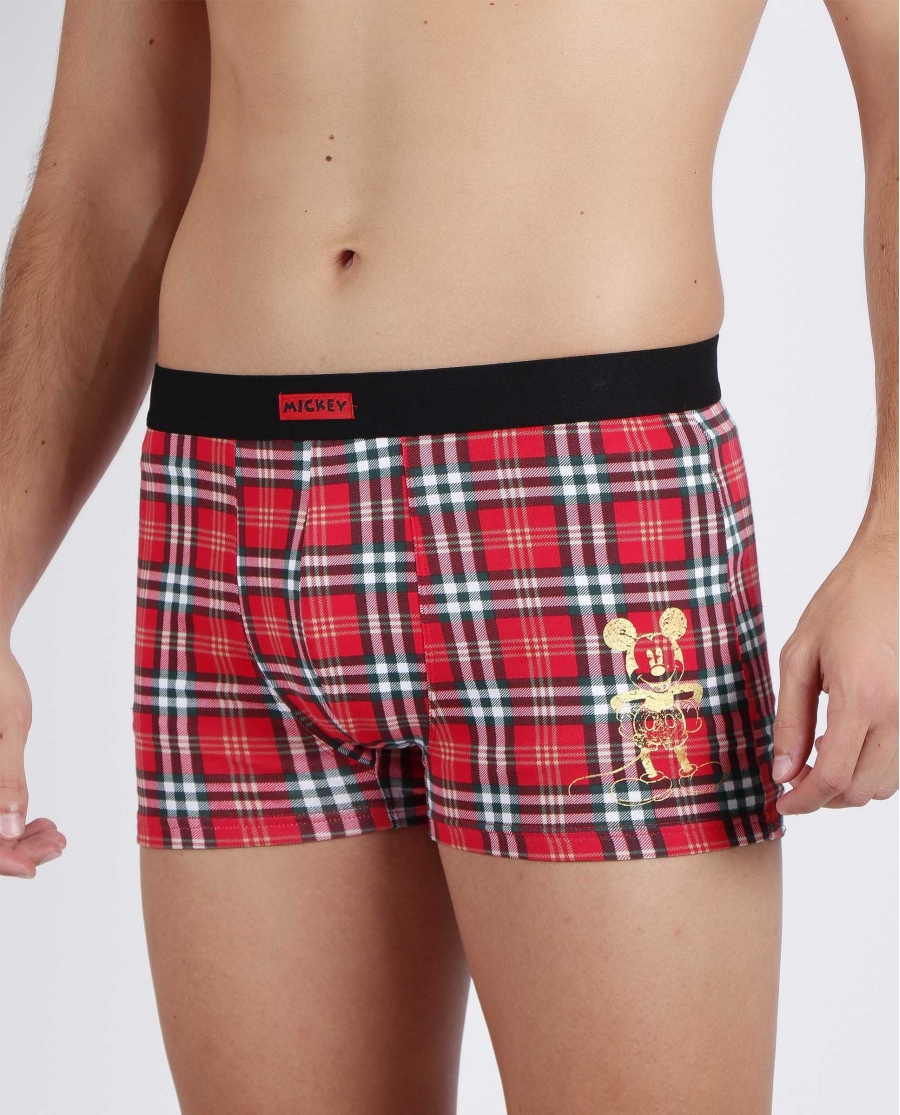 DISNEY Calzoncillo/Bóxer Mickey Check Taza Regalo para Hombre ROJO