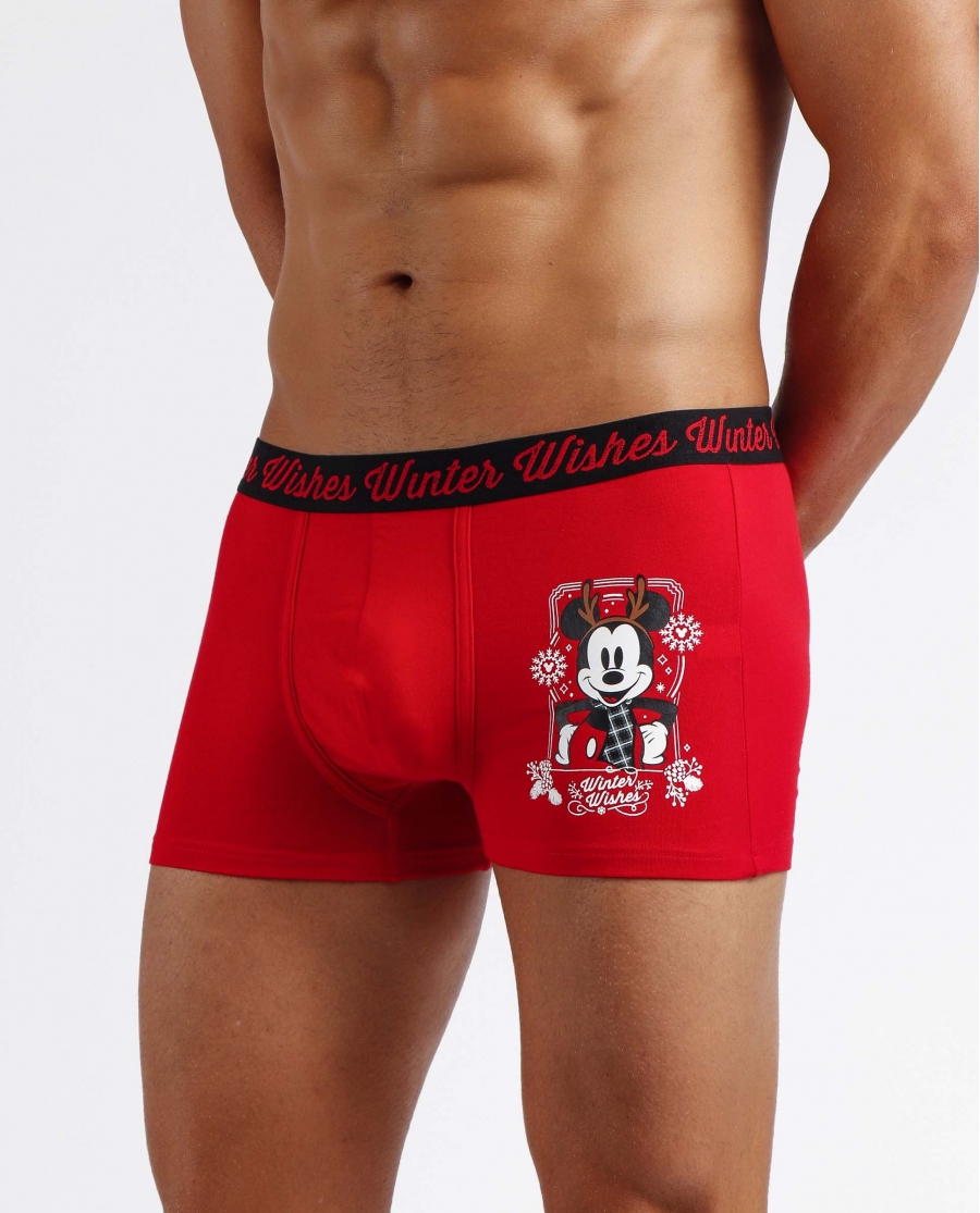 DISNEY Calzoncillo/Bóxer Mickey Christmas Caja Metal Regalo para Hombre ROJO