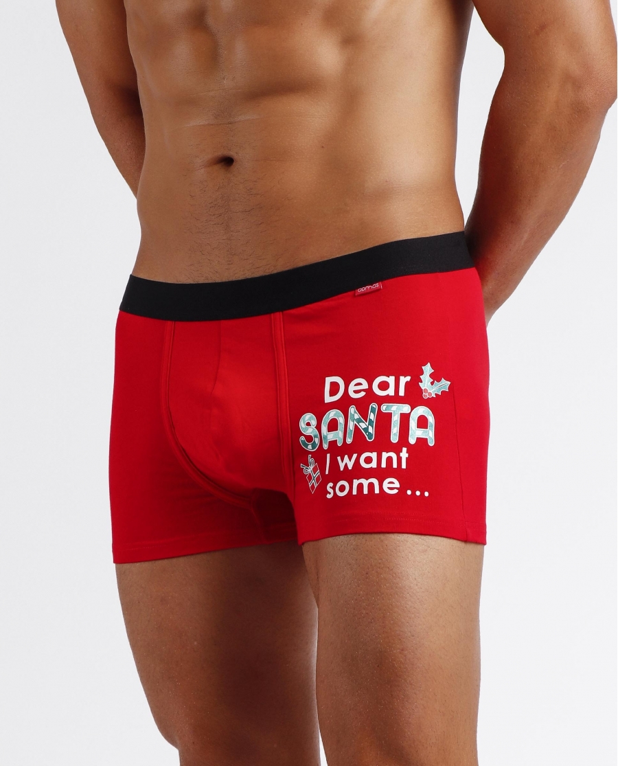 ADMAS Calzoncillo/Boxer Dear Santa para Hombre, (Caja 12 unidades) ROJO