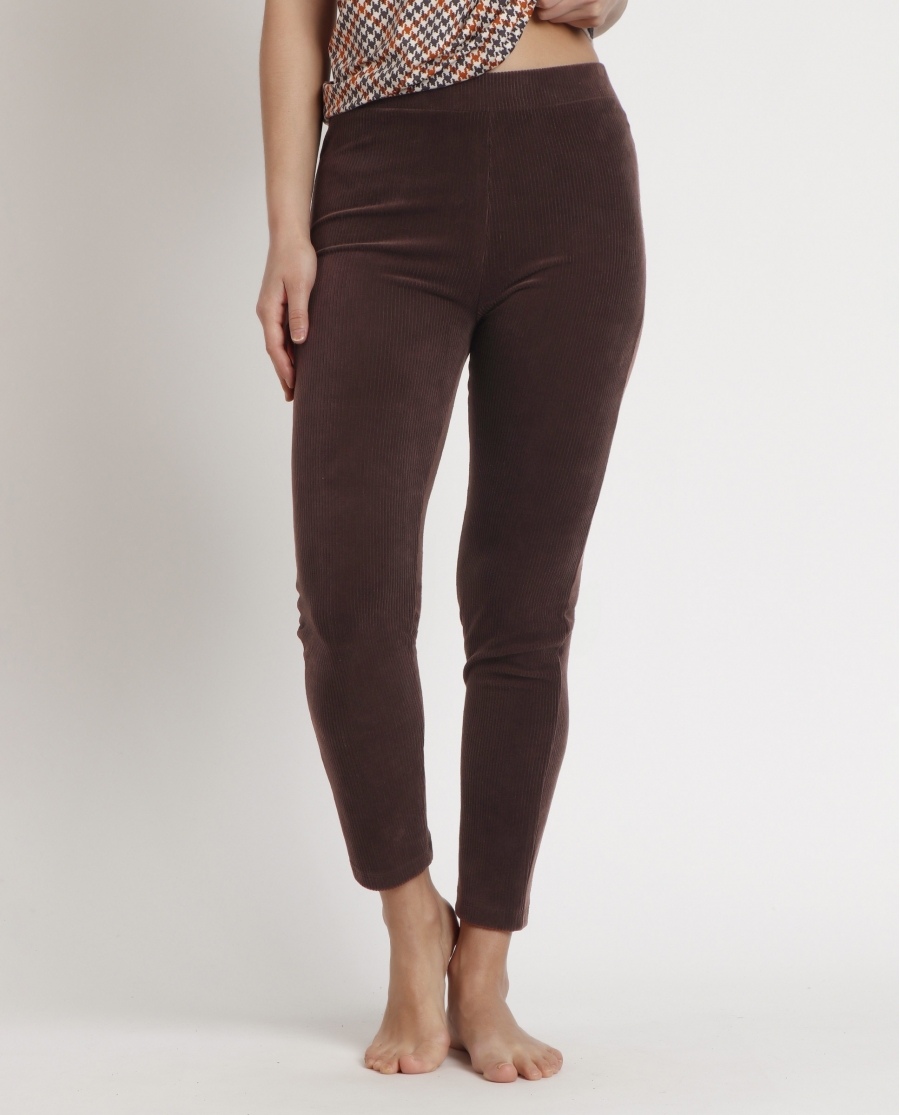 ADMAS Pantalón Elástico Largo Corduroy para Mujer CHOCOLATE