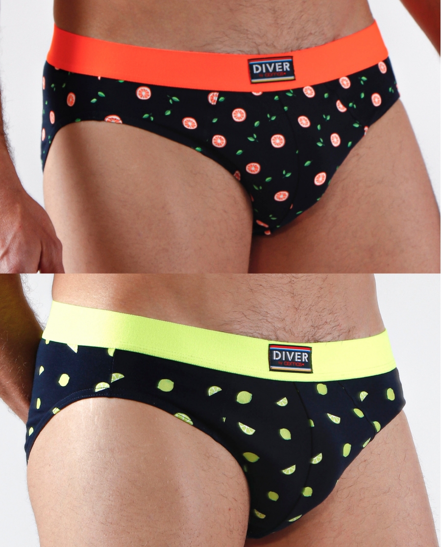 DIVER Calzoncillo/Slip Fruits para Hombre, (Caja de 2 unidades) PACK FANTASIA