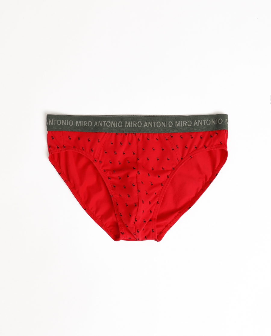 ANTONIO MIRO Calzoncillo/Slip Ciervos Bote Metal Regalo para Hombre ROJO