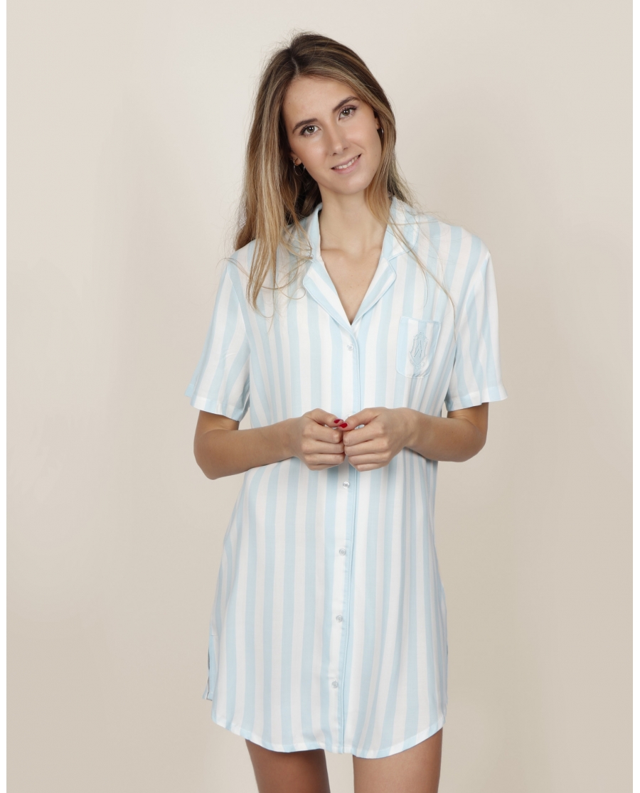 ADMAS CLASSIC Camisola Manga Corta Stripes para Mujer AZUL