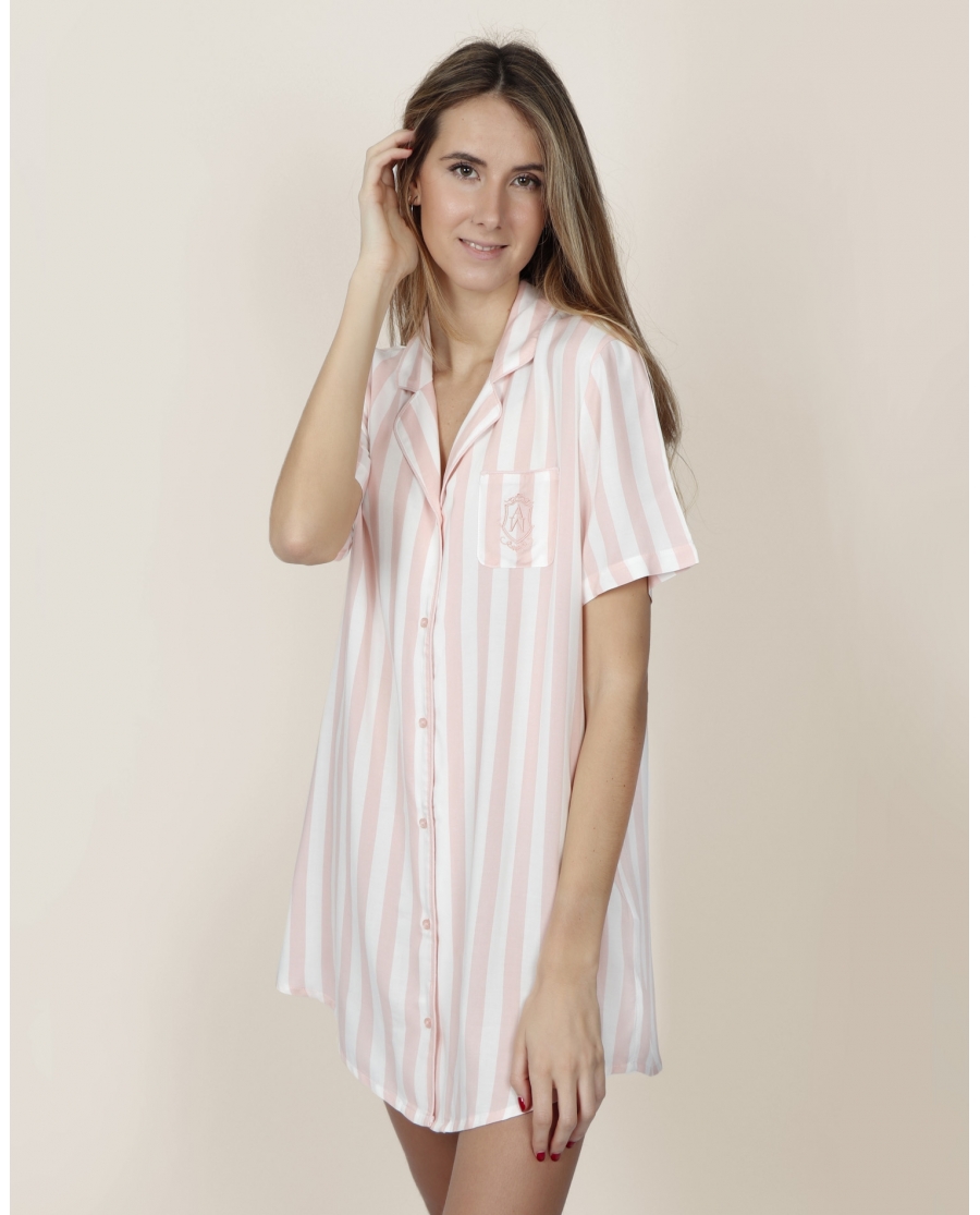 ADMAS CLASSIC Camisola Manga Corta Stripes para Mujer ROSA