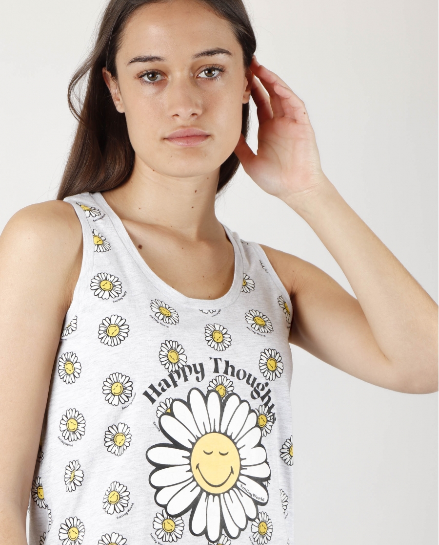 SMILEY Camisola Tirantes Happy Thoughts para Mujer GRIS JASPE