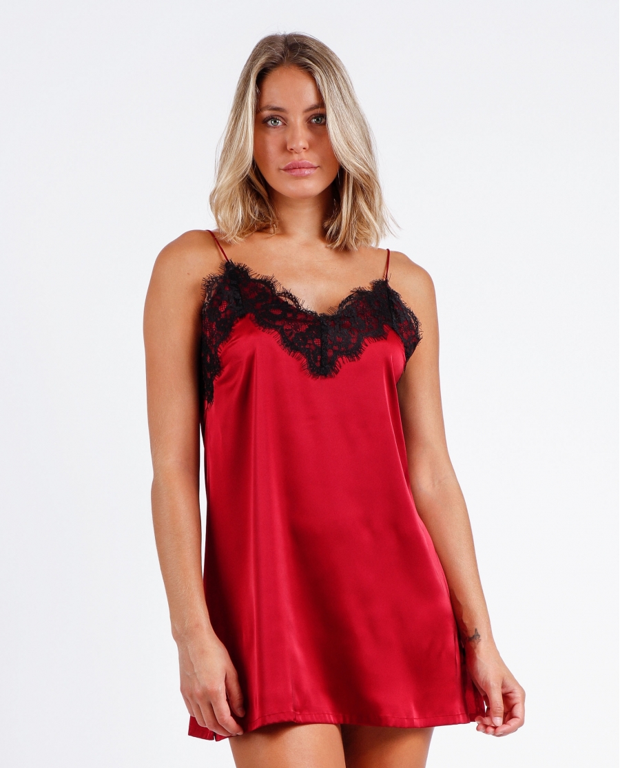 ADMAS Camisola Tirantes Lace para Mujer ROJO RUBÍ