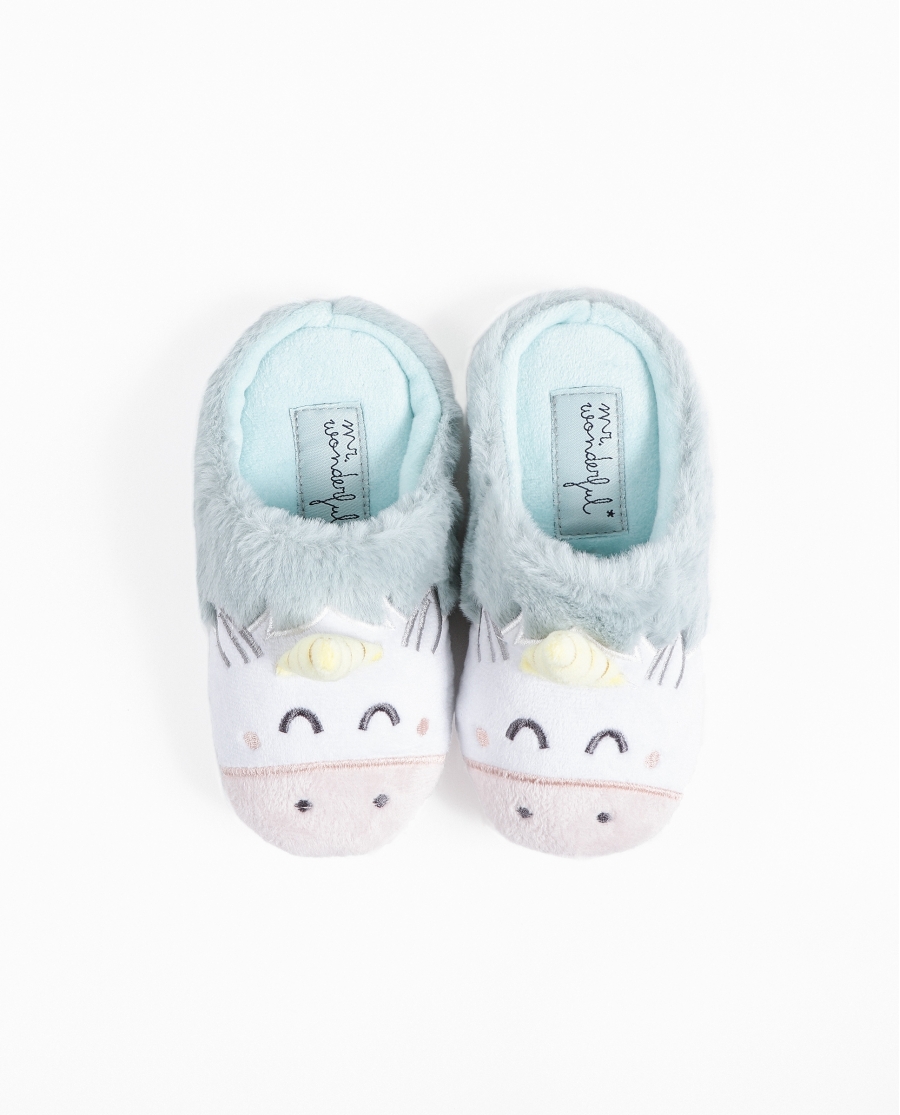 MR WONDERFUL  Zapatillas De Estar Por Casa Unicornio para Niña AQUA