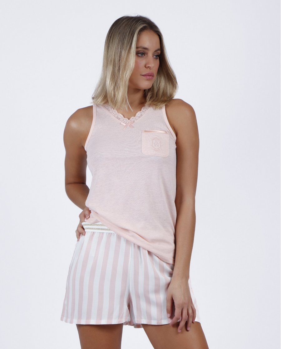 ADMAS CLASSIC Pijama Tirantes Classic Stripes para Mujer ROSA