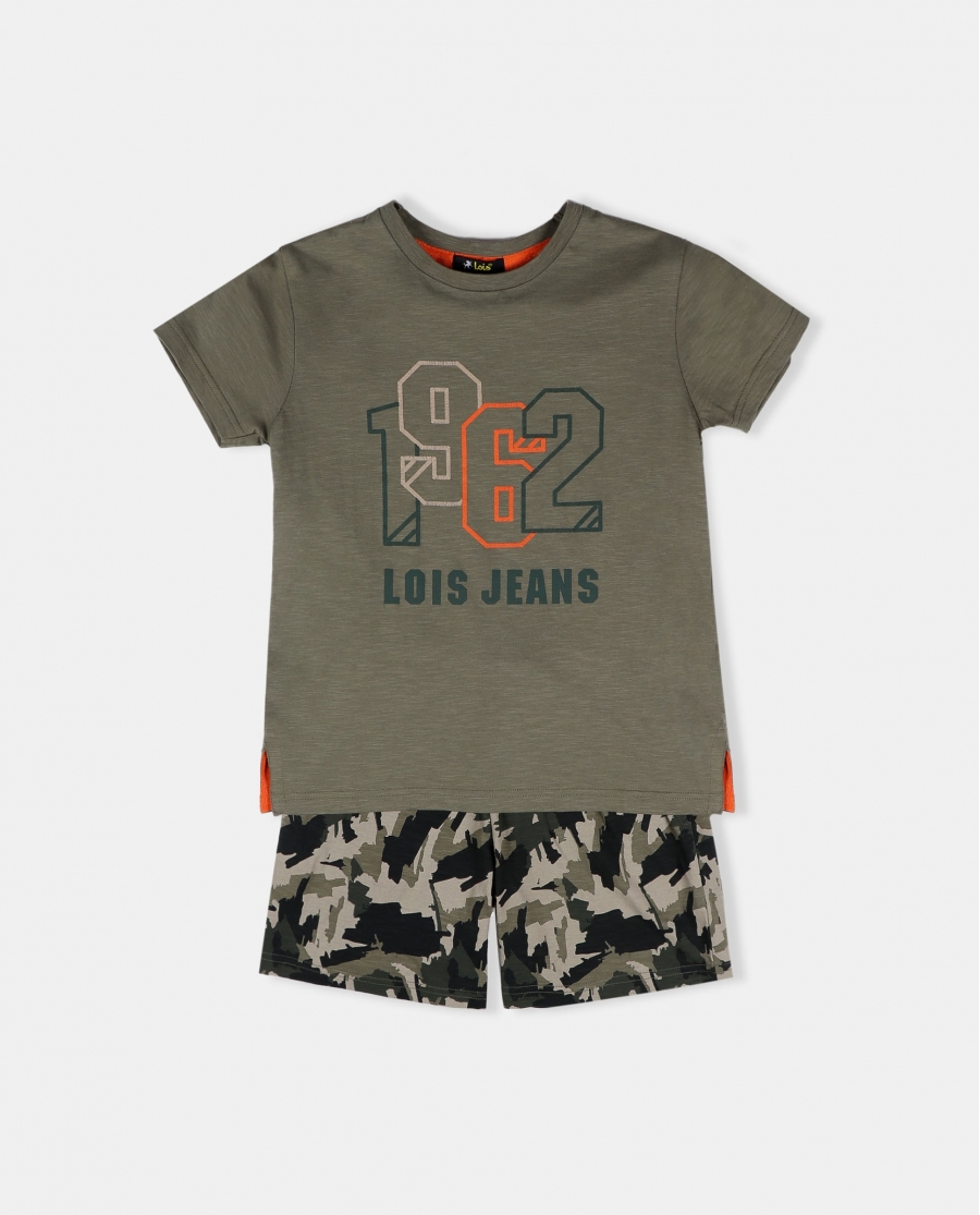 LOIS Pijama Manga Corta Brush para Niño CAQUI