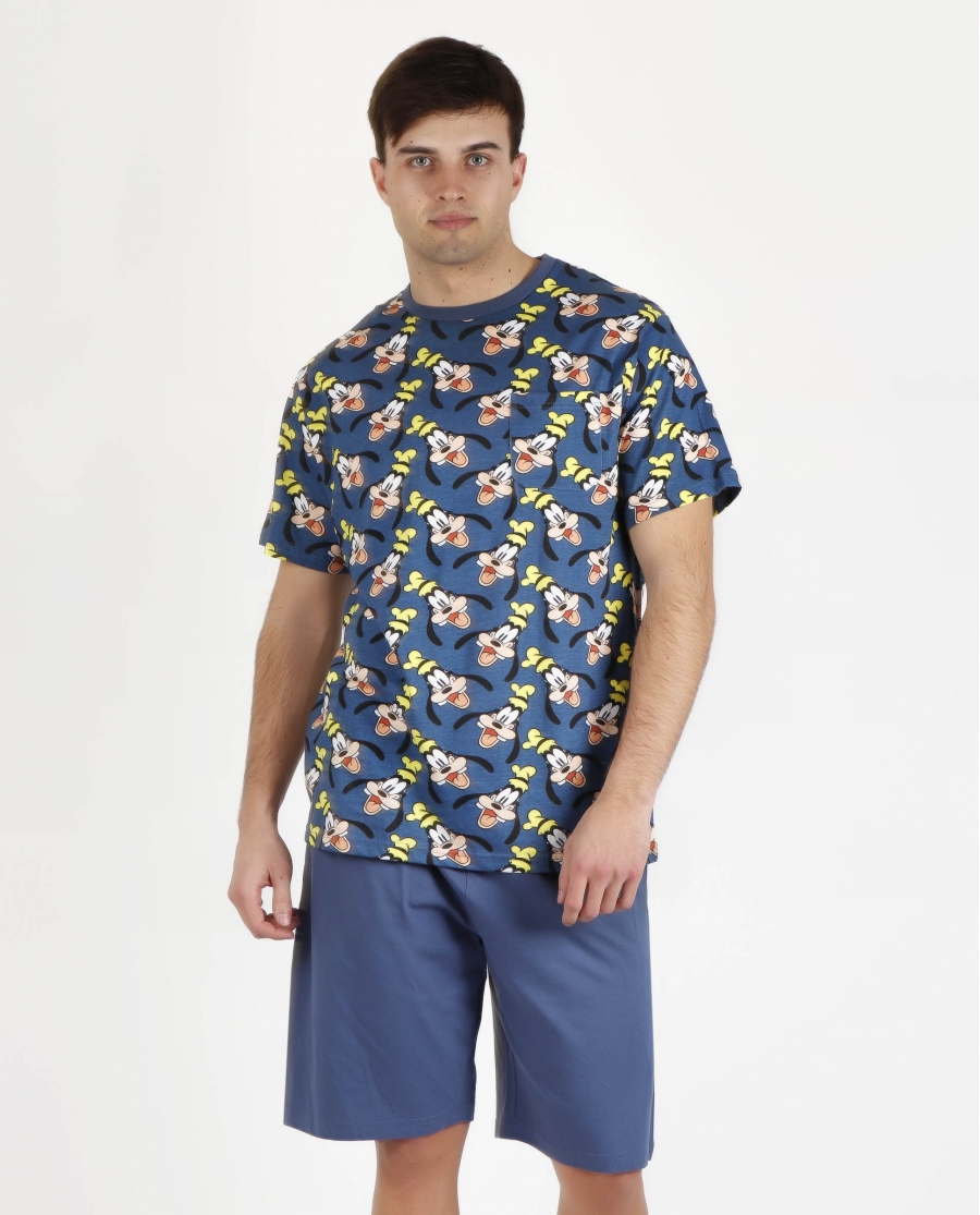 DISNEY Pijama Manga Corta Estampado Goofy para Hombre AZUL