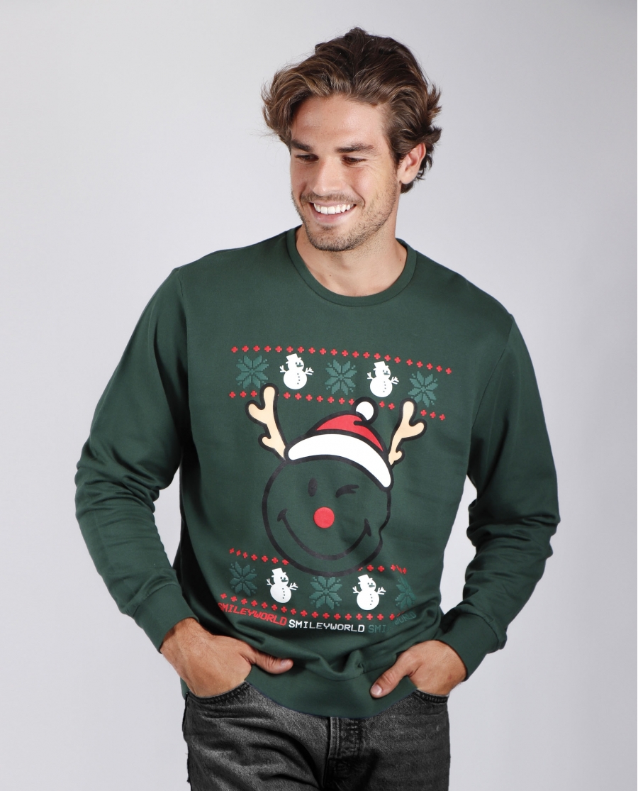 Smiley Sudadera Manga Larga Merry para Hombre VERDE