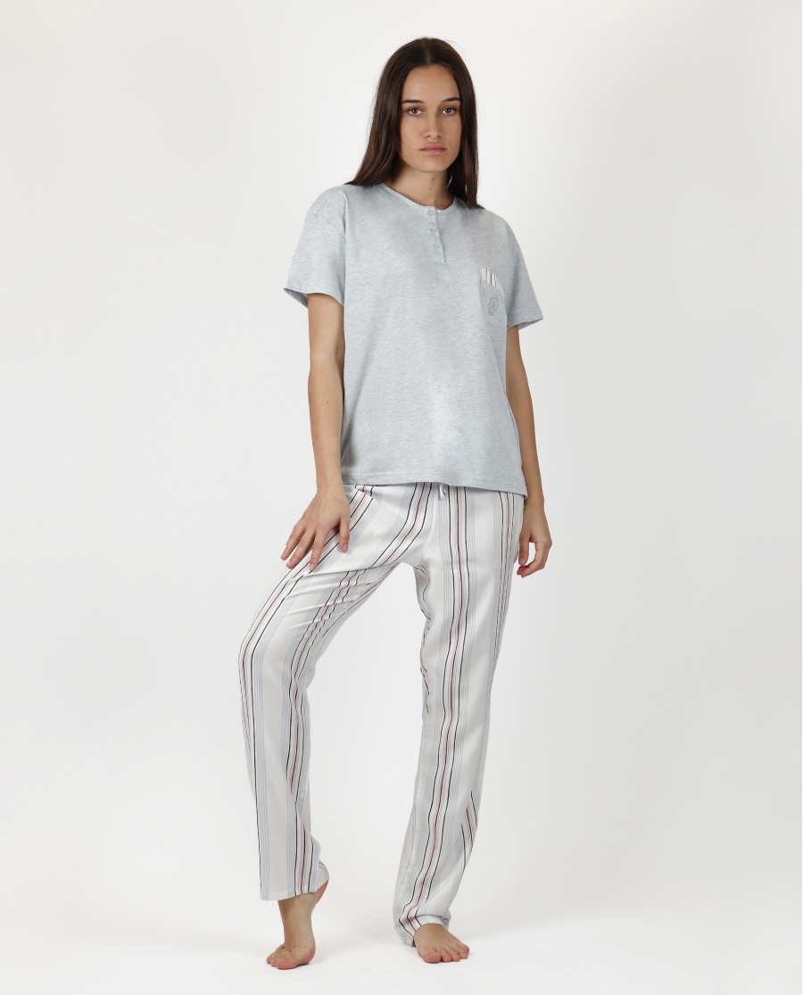 ADMAS CLASSIC Pijama Manga Corta Summer Stripes para Mujer AZUL