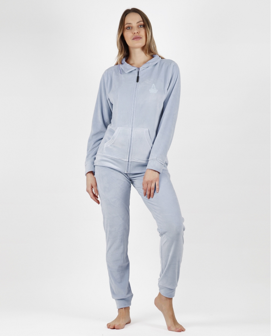 ADMAS Pijama Abierto Manga Larga Doble Velvet Soft Home para Mujer HIELO