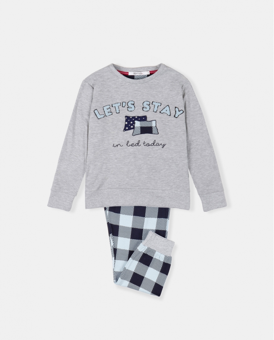 ADMAS Pijama Manga Larga Let´s Stay para Niña GRIS JASPE