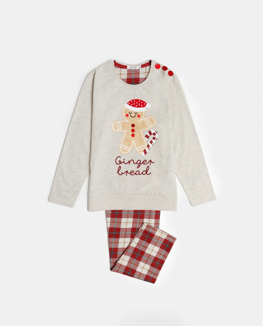 ADMAS Pijama Manga Larga Gingerbread para Niña BEIGE