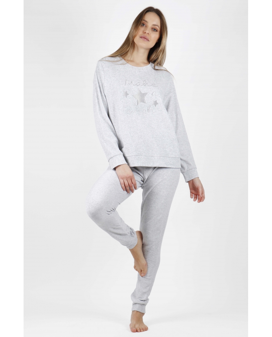 ADMAS Pijama Manga Larga Make a Wish para Mujer GRIS JASPE