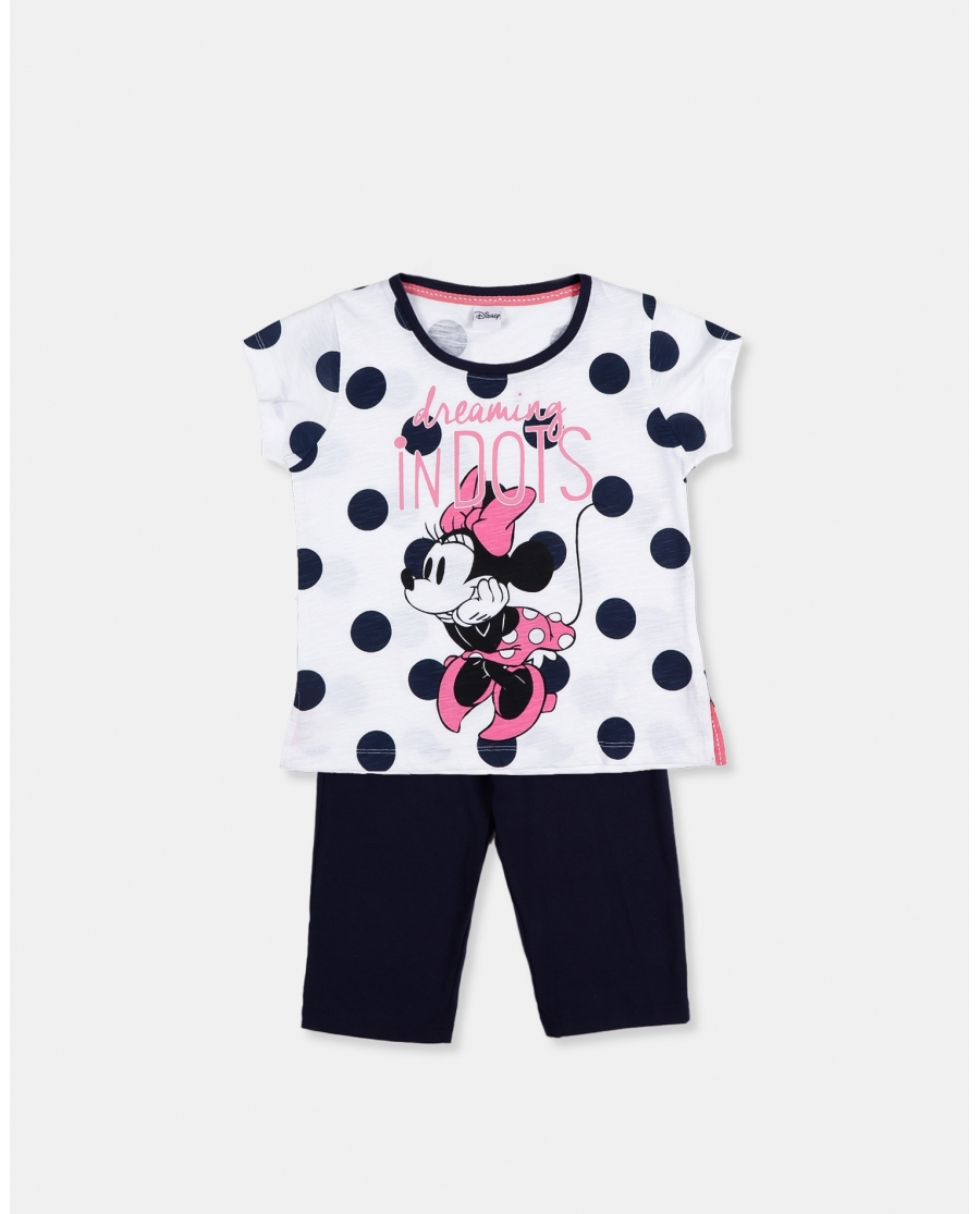 DISNEY Pijama Manga Corta Minnie Dots Navy para Niña MARINO