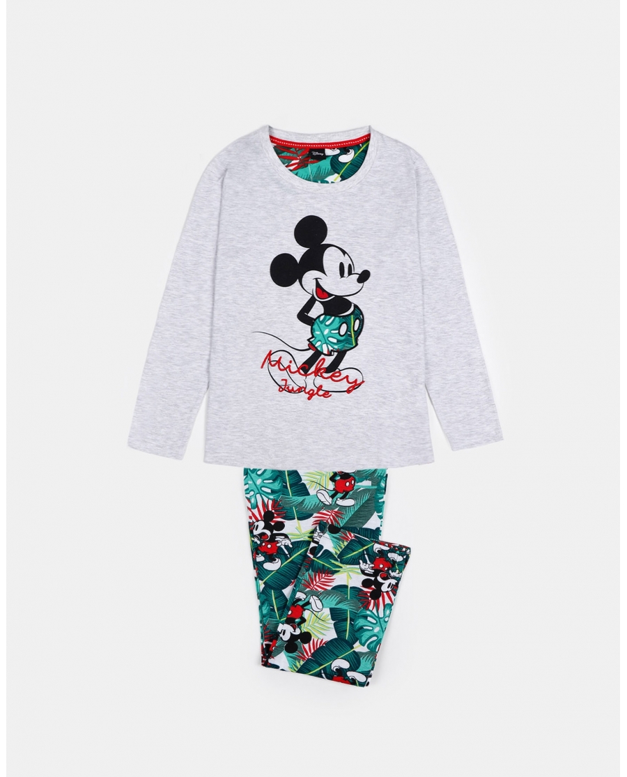 DISNEY Pijama Manga Larga Mickey Jungle para Niña GRIS JASPE