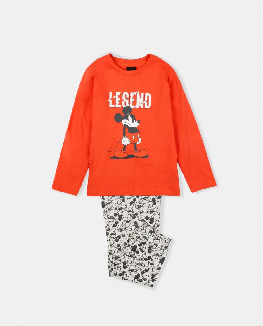 DISNEY Pijama Manga Larga Mickey Legend para Niño NARANJA