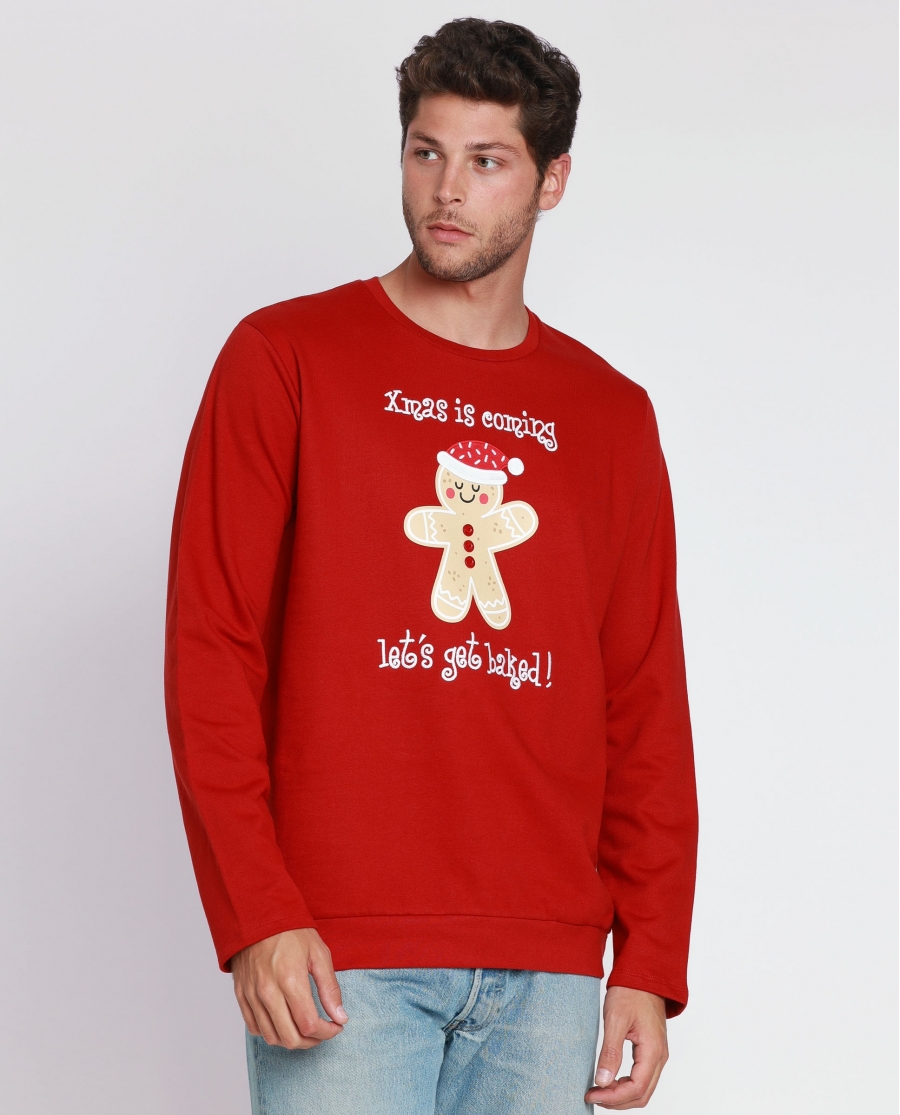 ADMAS Sudadera Manga Larga Gingerbread para Hombre BURDEOS