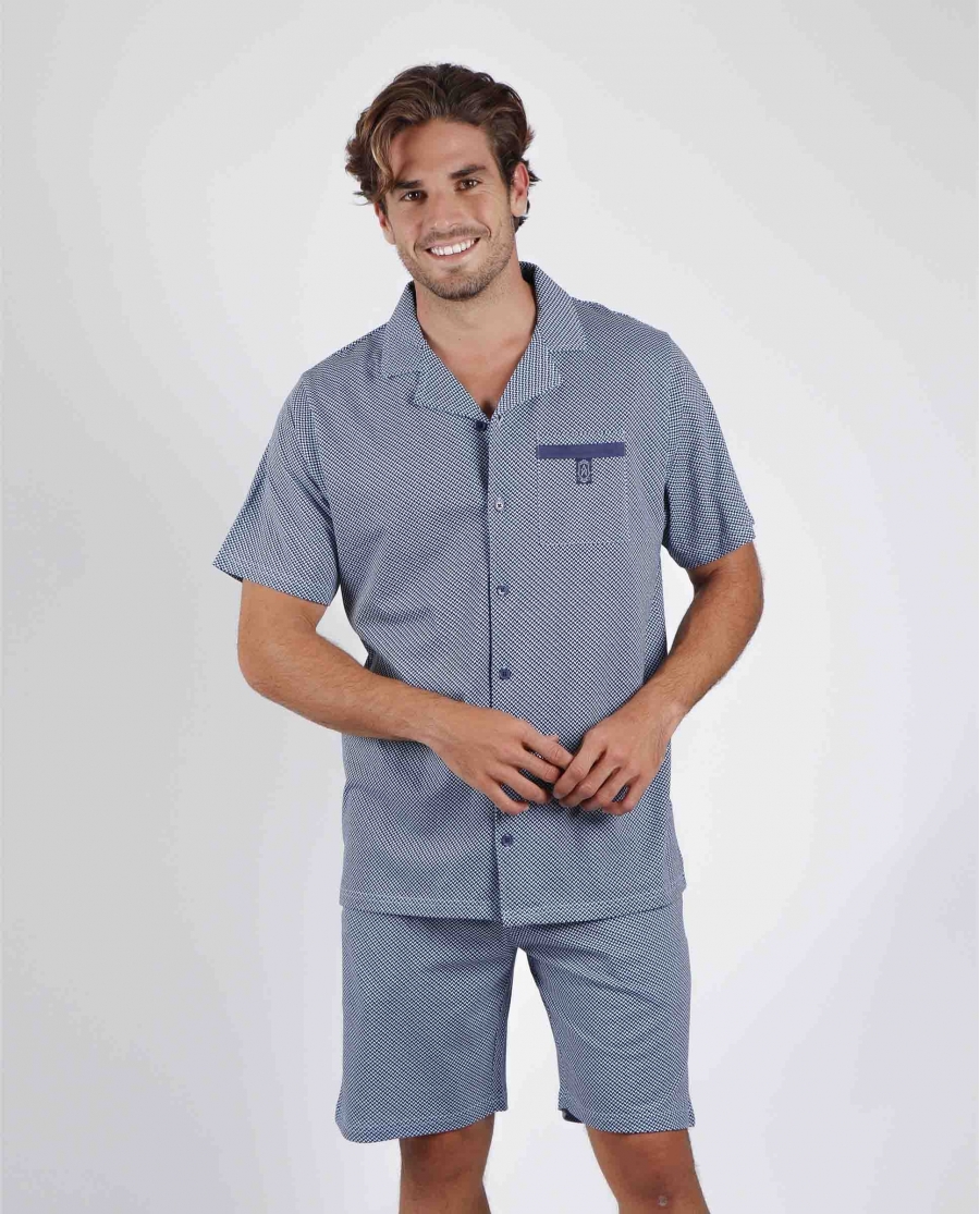 ADMAS CLASSIC Pijama Abierto Manga Corta Mercury para Hombre AZUL