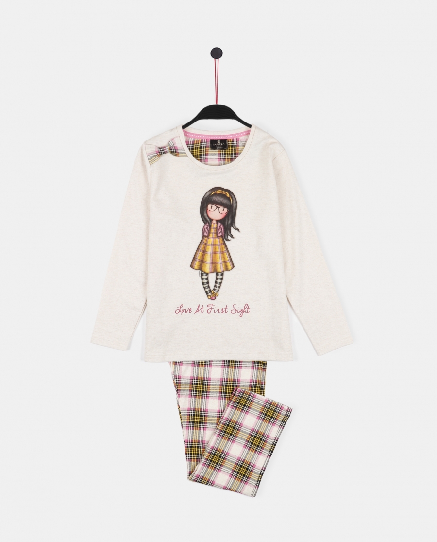 SANTORO GORJUSS Pijama Manga Larga Felpa Love at First Sight para Niña BEIGE