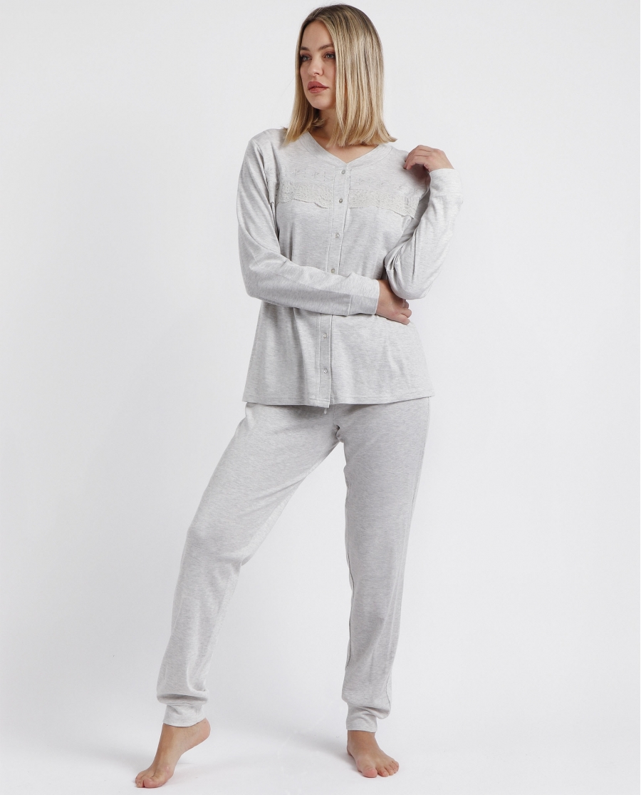 ADMAS CLASSIC Pijama Abierto Manga Larga Winter Classic para Mujer PERLA