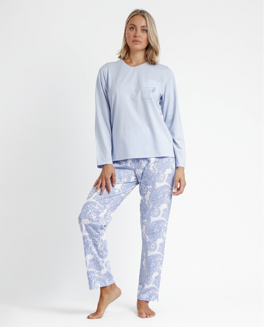 ADMAS CLASSIC Pijama Manga Larga Very First Love para Mujer AZUL