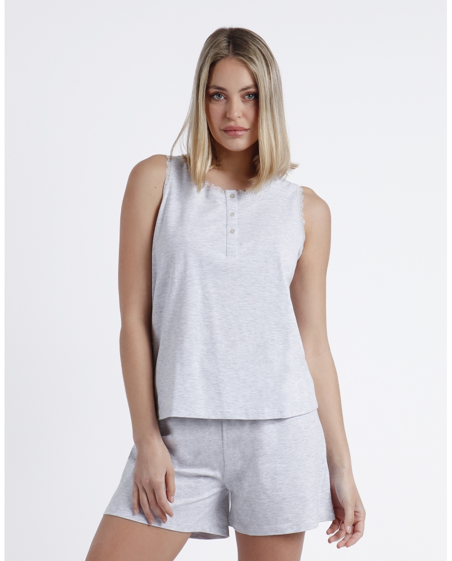 ADMAS CLASSIC Pijama Sin Mangas Romantic Grey para Mujer GRIS JASPE