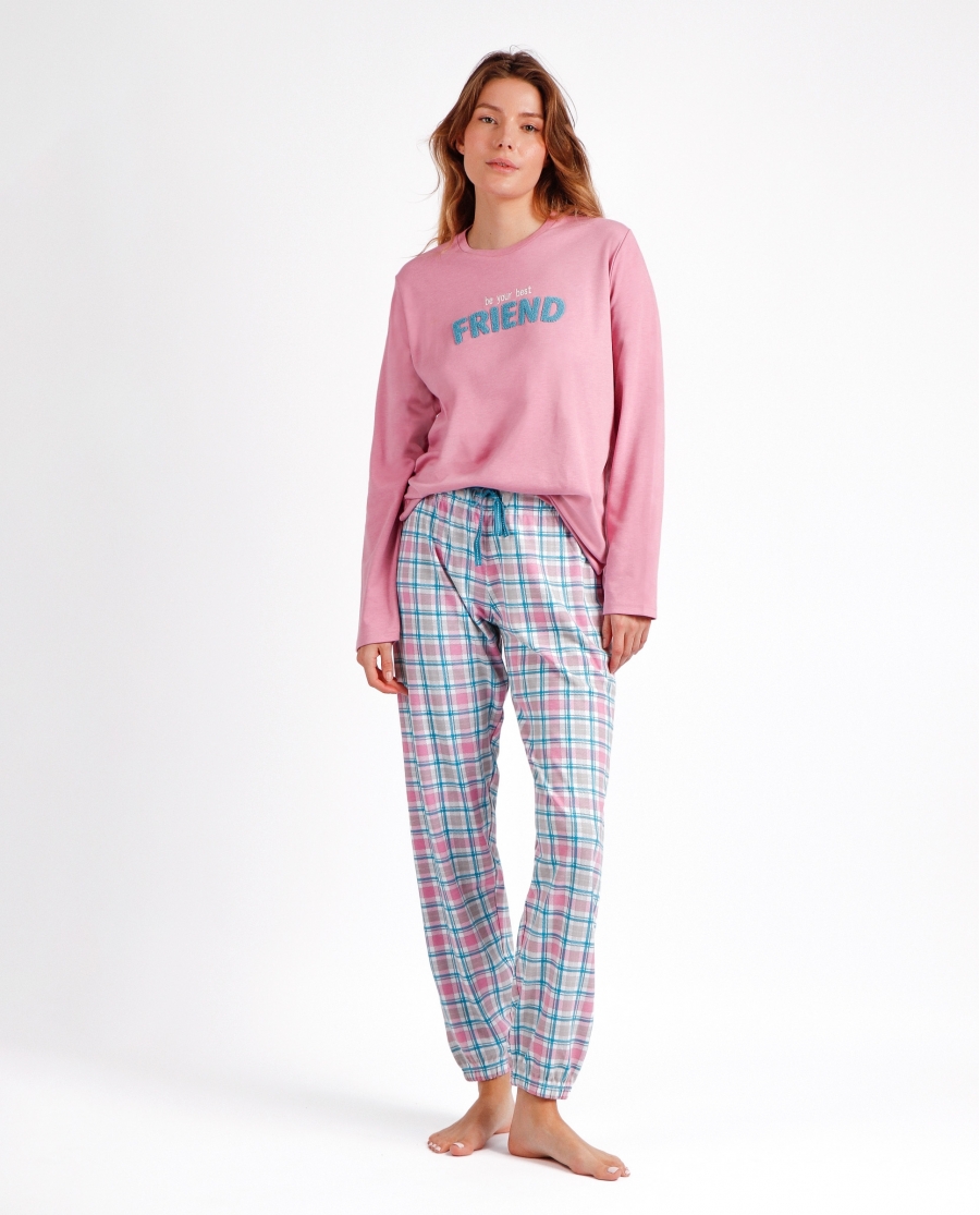 ADMAS Pijama Manga Larga Your Best Friend para Mujer ROSA