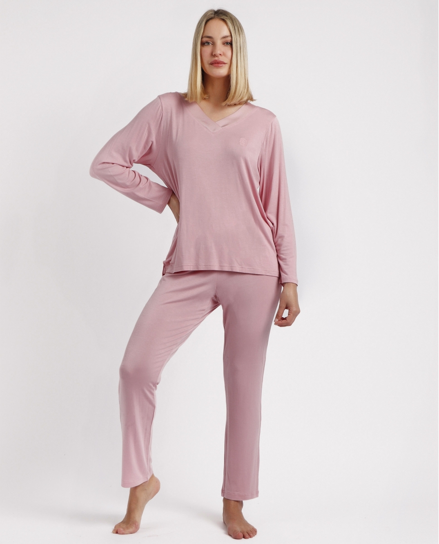 ADMAS CLASSIC Pijama Manga Larga Satin Bands para Mujer PETALO