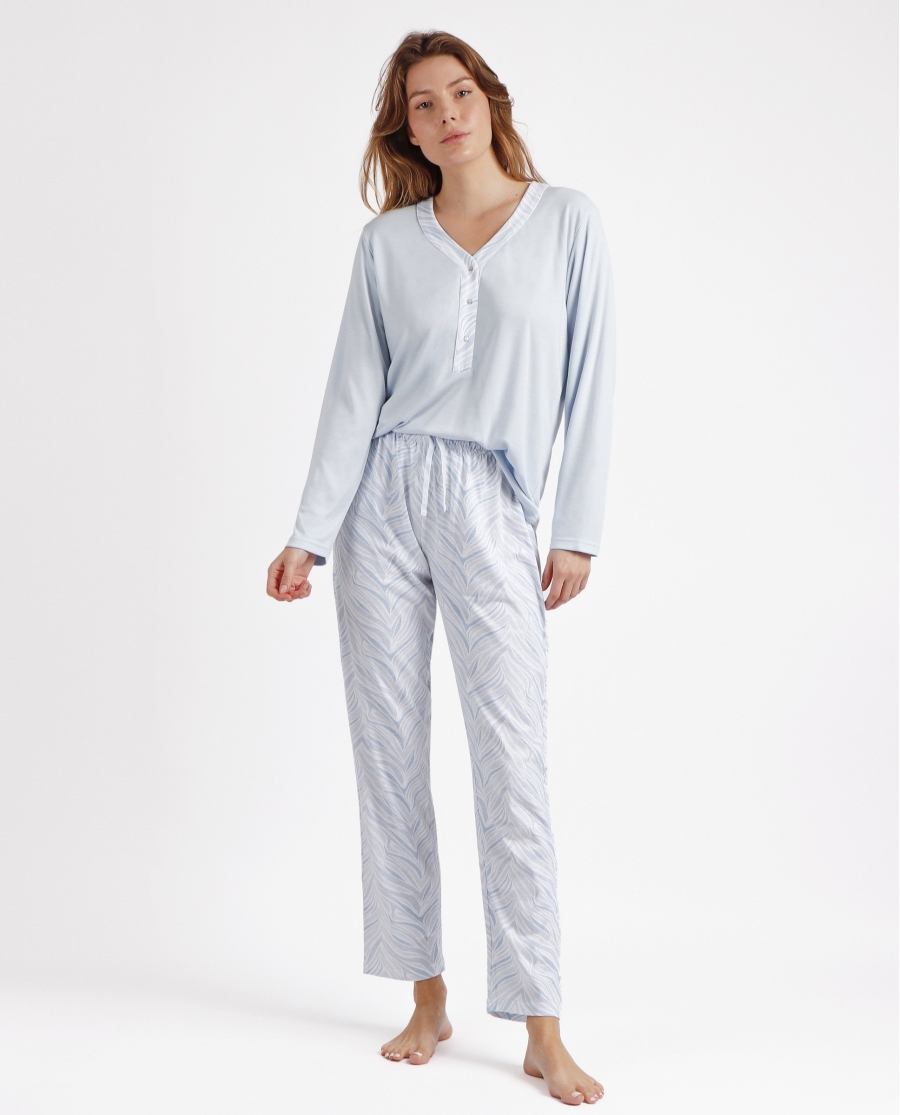 ADMAS CLASSIC Pijama Tapeta Manga Larga Soft Forever Together para Mujer CIELO