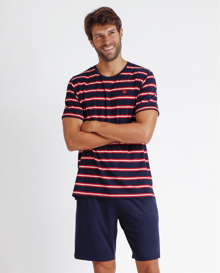 ADMAS Pijama Manga Corta Ship´s Wheel para Hombre MARINO