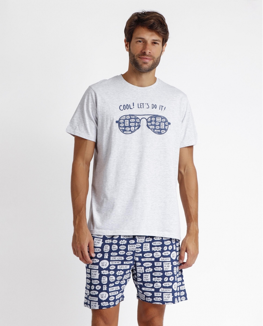 DIVER Pijama Manga Corta Cool para Hombre GRIS JASPE