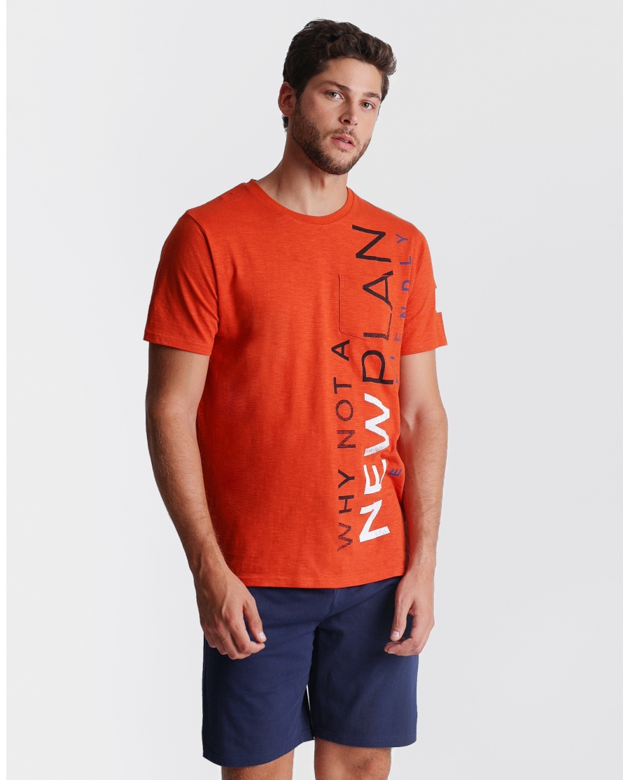 NEW PLAN Pijama Manga Corta Orange para Hombre CALDERA