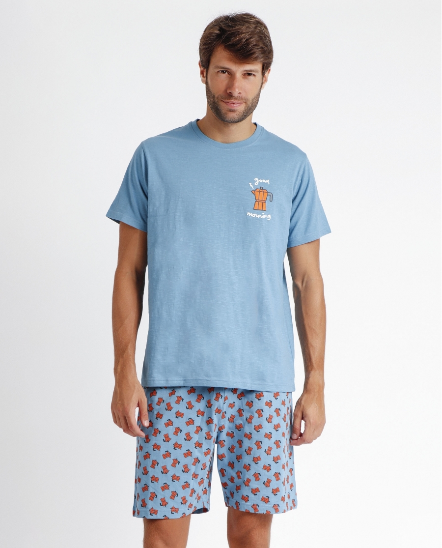 DIVER Pijama Manga Corta Morning para Hombre ACERO