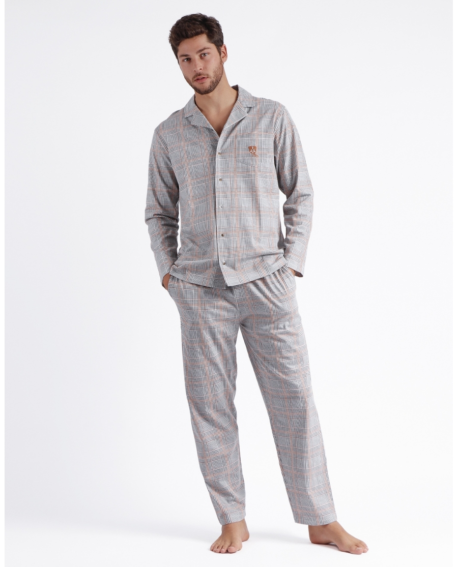 ADMAS Pijama Abierto Manga Larga Bulldog para Hombre BEIGE