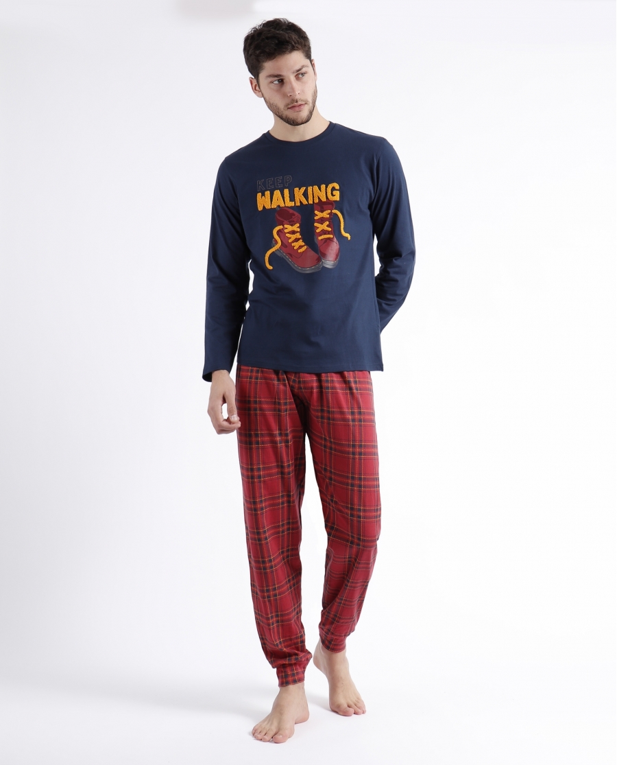 ADMAS Pijama Manga Larga Keep Walking A para Hombre MARINO