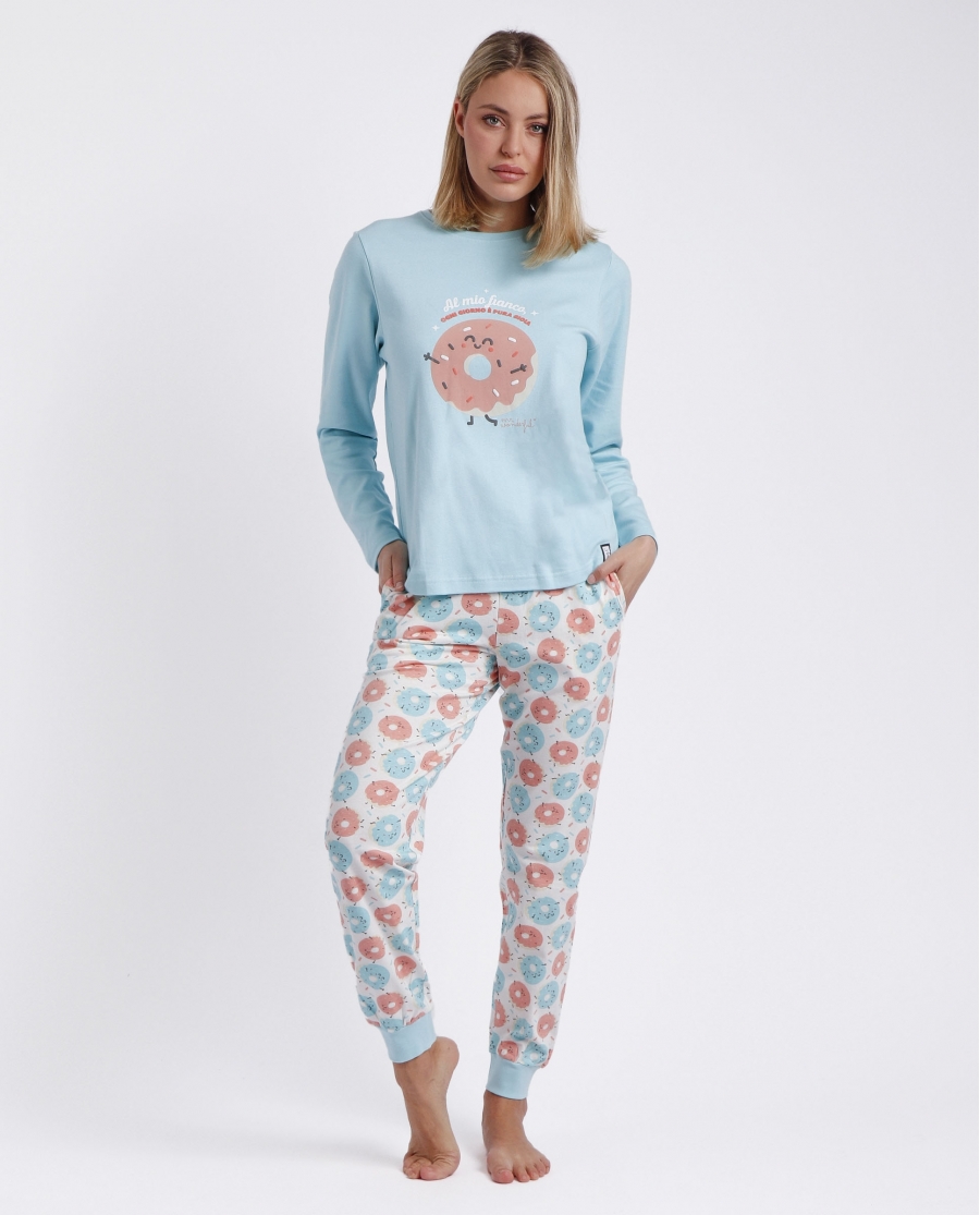 MR WONDERFUL Pijama Manga Larga Giorno para Mujer TURQUESA