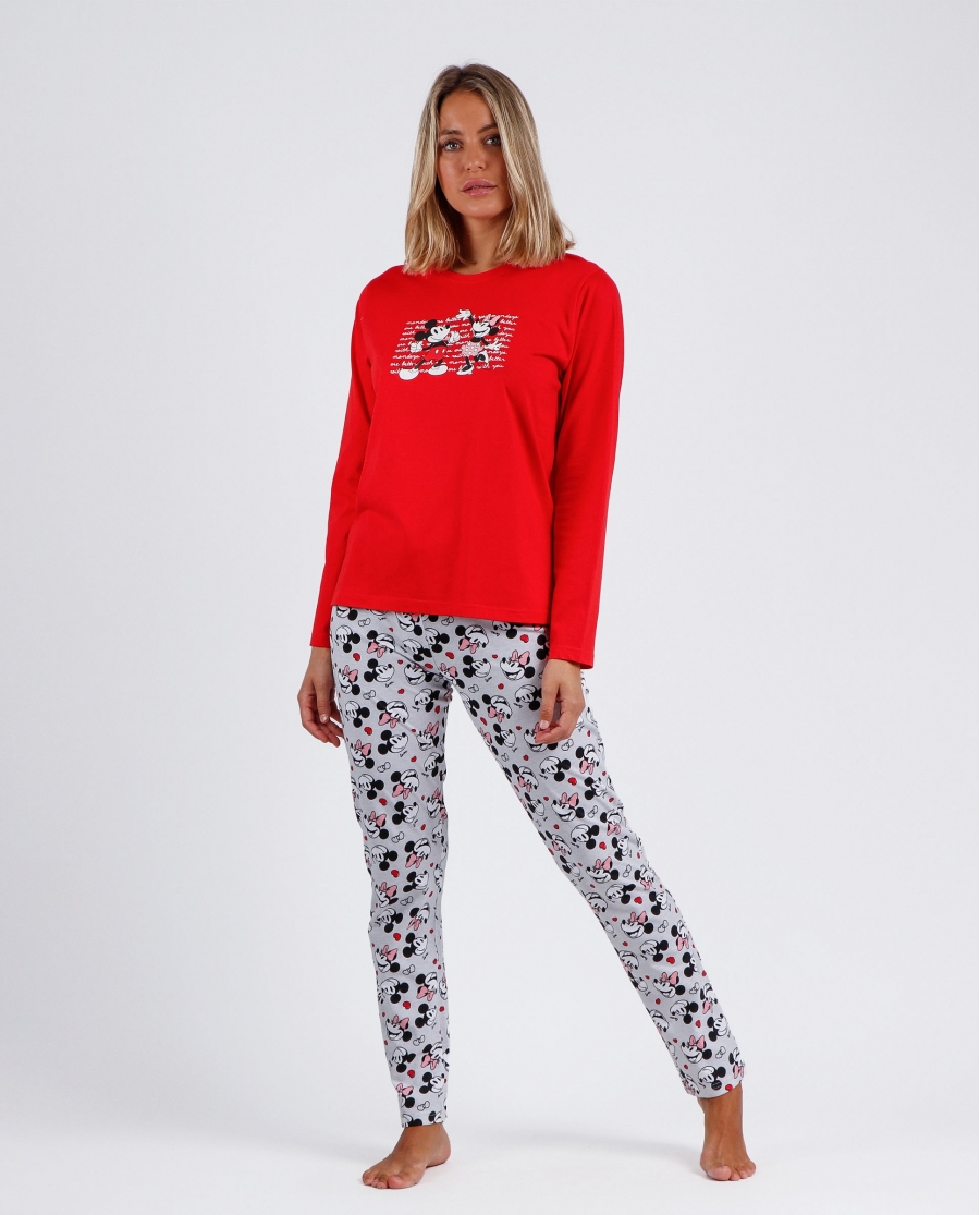 DISNEY Pijama Manga Larga Disney Mondays para Mujer ROJO