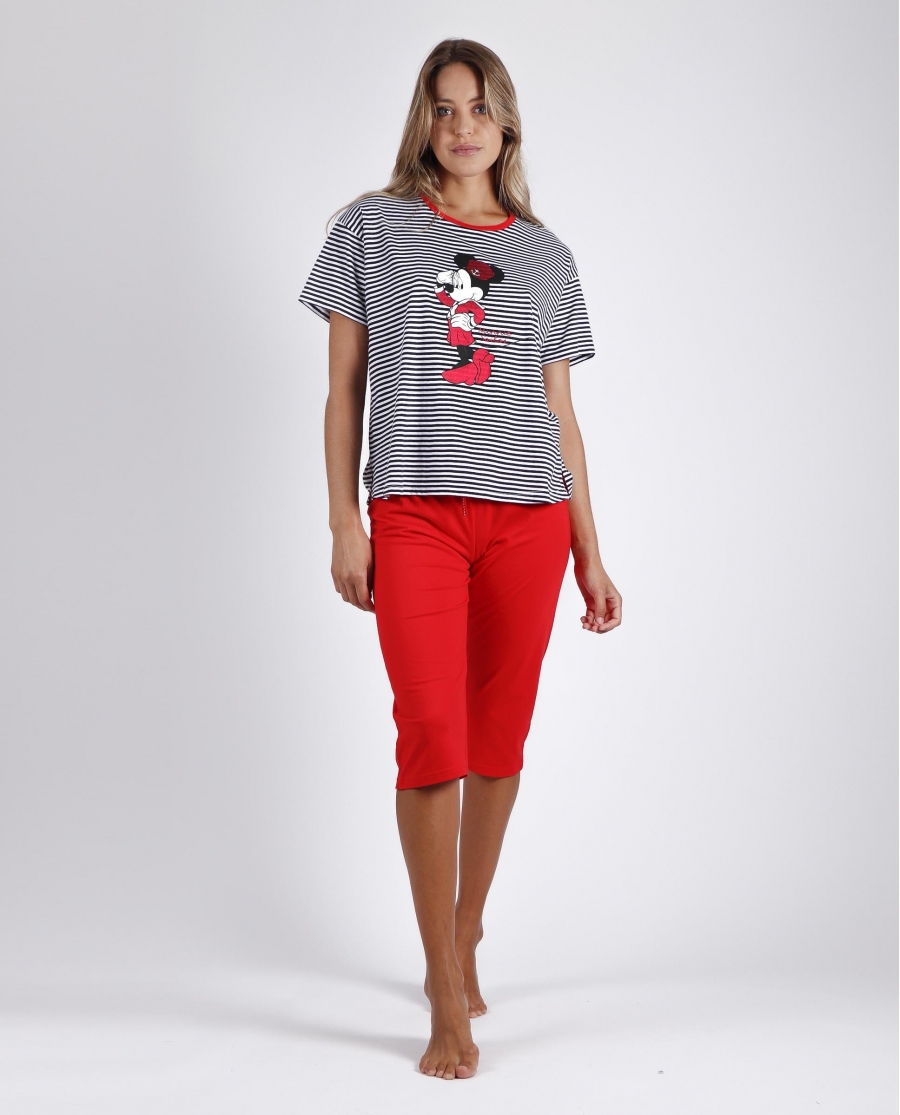 DISNEY Pijama Manga Corta Minnie Sailor para Mujer MARINO