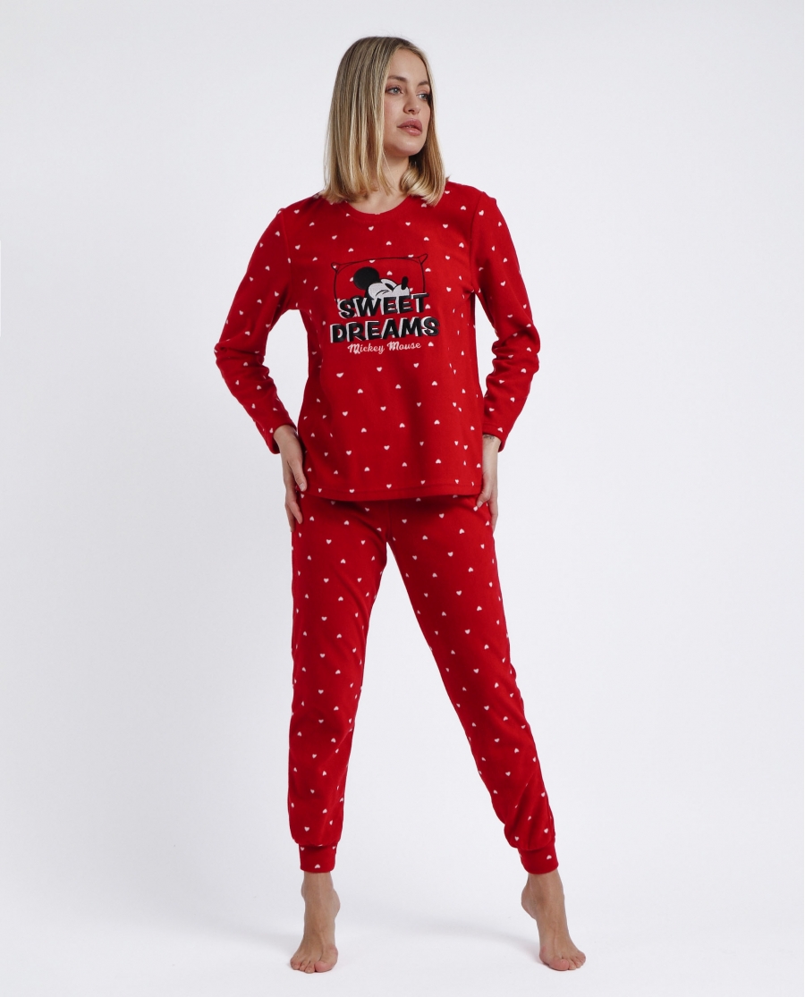 DISNEY Pijama Calentito Manga Larga Sweet Dreams para Mujer ROJO