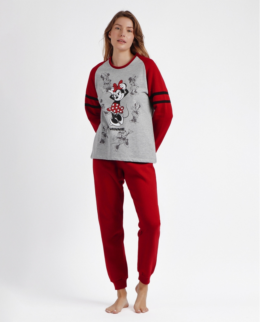 DISNEY Pijama Manga Larga Mickey Shadows para Mujer GRIS JASPE