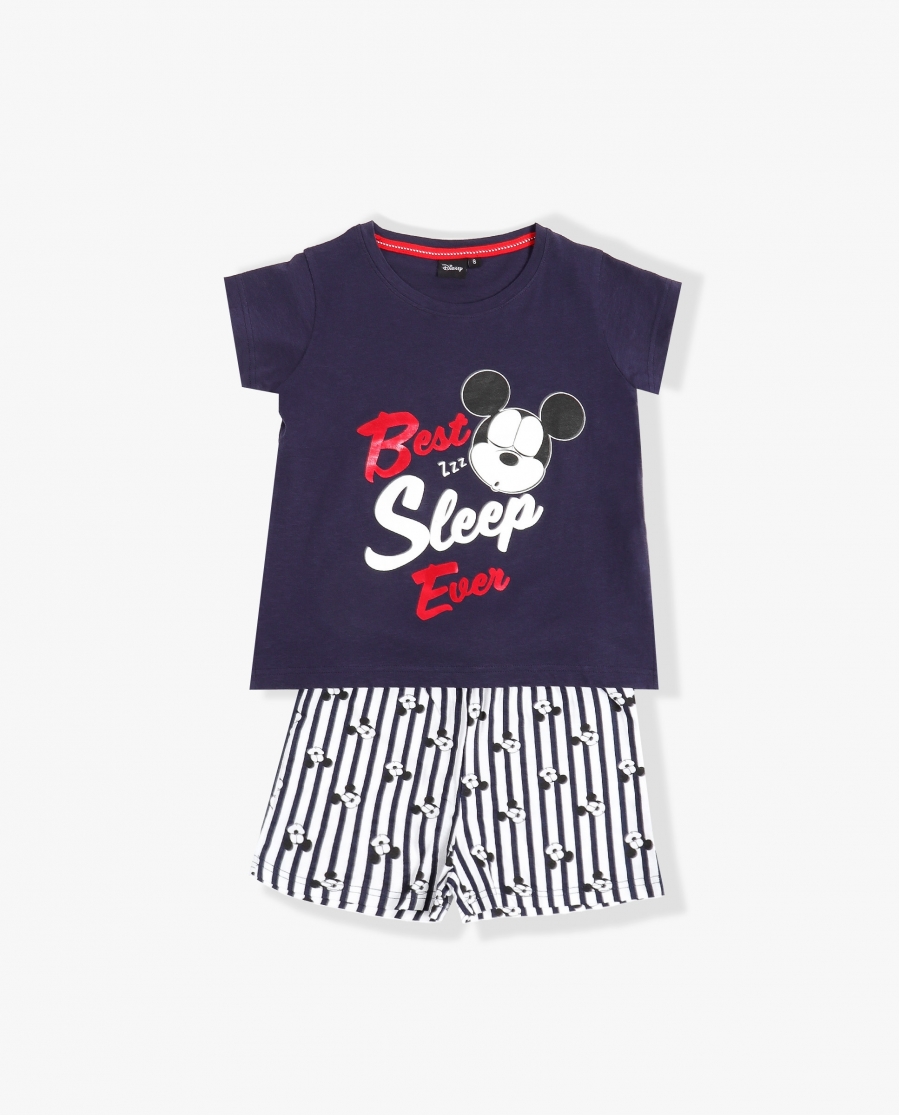 DISNEY Pijama Manga Corta Minnie Best Sleep Ever para Niña MARINO