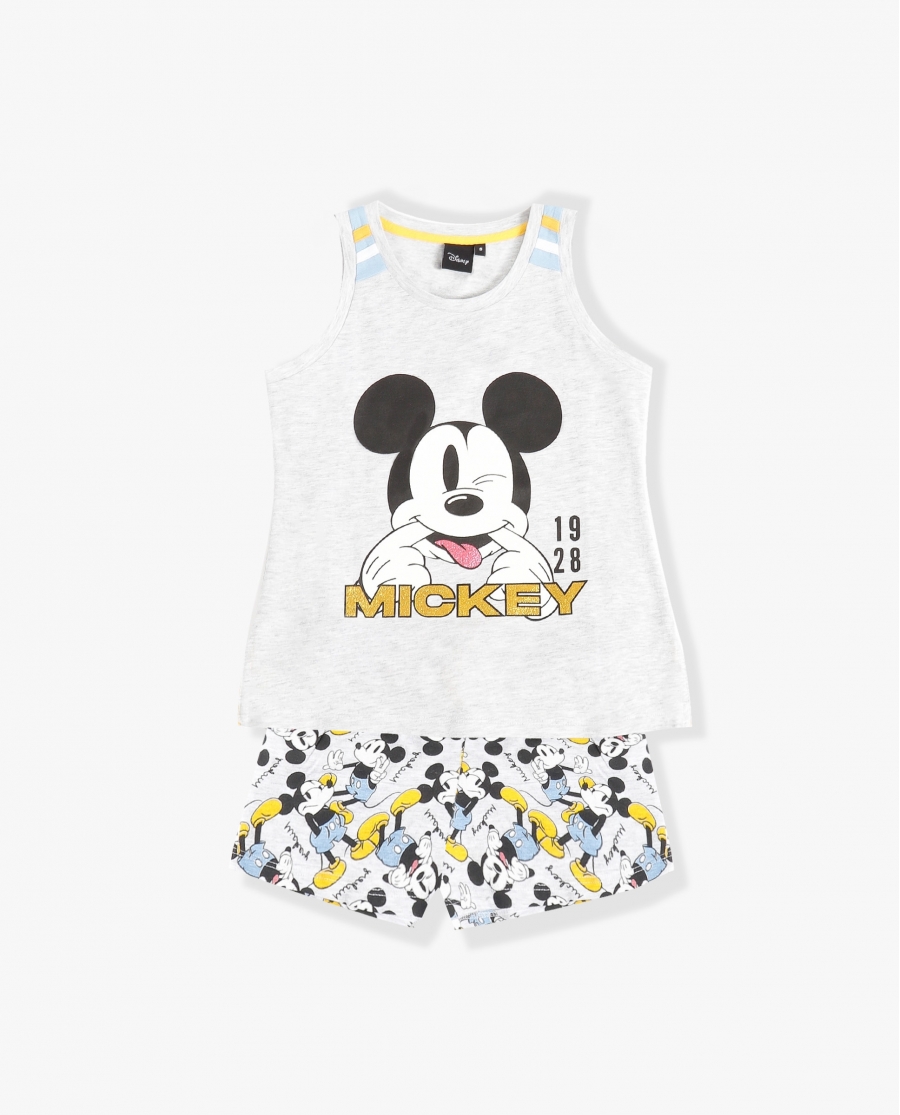 DISNEY Pijama Sin Mangas Mickey Summer para Niña GRIS JASPE